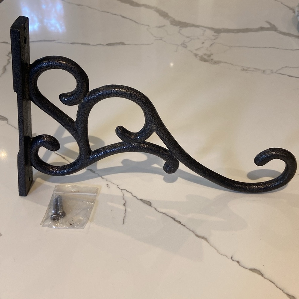 COPY - Vintage Outdoor Cast Aluminum Victorian Plant Hanger Bracket in Rustic B…